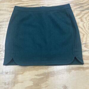 J Crew Y2K Wool Blend Mini Skirt Womens Size 6 Green Preppy Chic Work Wear